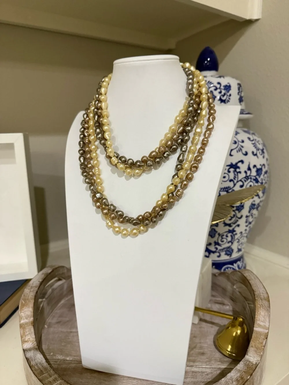 Set of 3 Long Faux Pearl Costume Necklaces